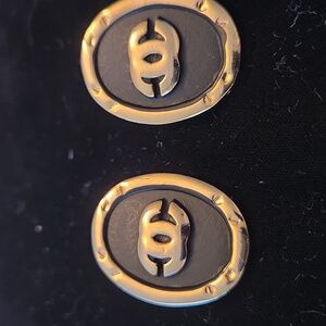 Black and Gold Oval Earrings